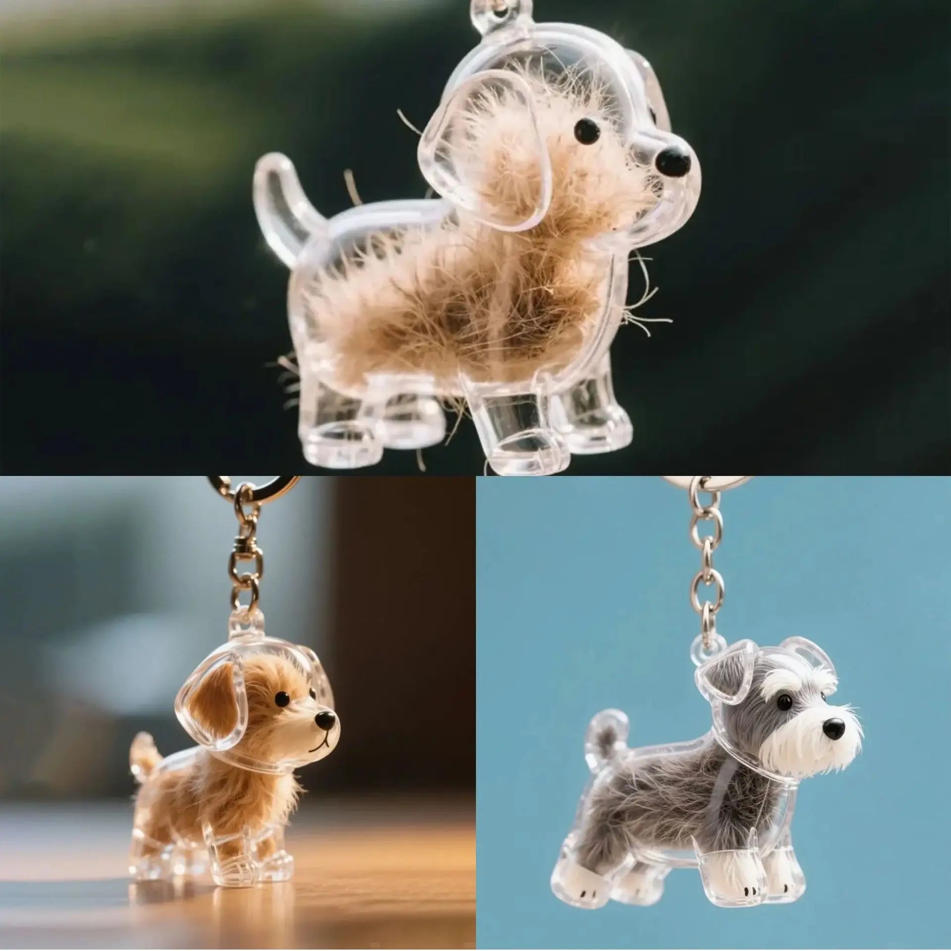 Dog Hair Keepsake Keychain Pendant Clear Resin Charm - Tophatter Daily Deals